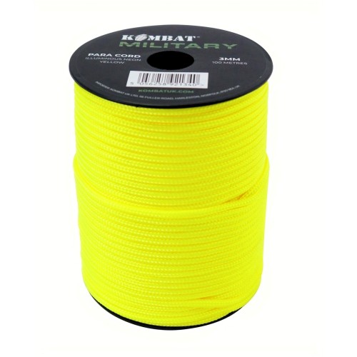 PARACORD 100M REEL (NEON YELLOW), Bright, versatile, and essential for any outdoor kit — this 100-metre reel of 3mm neon yellow paracord is perfect for a wide range of camping and survival tasks